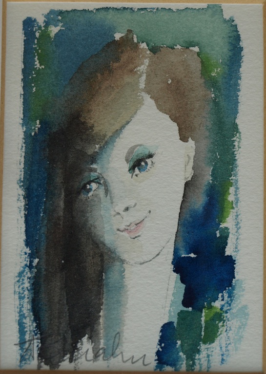 Onbekend : Aquarel , Portret meisje – gesigneerd & ingelijst  kopen? Bied vanaf 1!