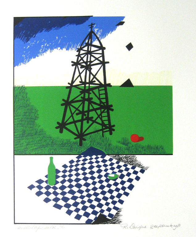 Renaud Levigne, zeefdruk, Landschapstilte, 1981 verkocht voor € 35!