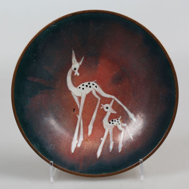 Lama mid-century koperemaillen schaaltje met herten, Nella Damsma kopen? Bied vanaf 14!