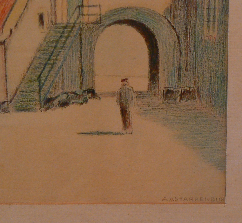 A. van Starrenburg (1874-1945)  --  Tekening  --  Poort Harderwijk kopen? Bied vanaf 1!