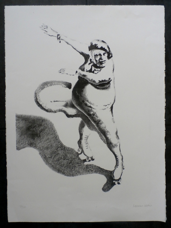 Herman Gordijn - Herman Gordijn - litho: rolschaatsend figuur kopen? Bied vanaf 150!