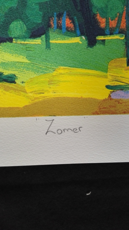 Jentsje Popma, zeefdruk op papier, Titel: Zomer kopen? Bied vanaf 75!