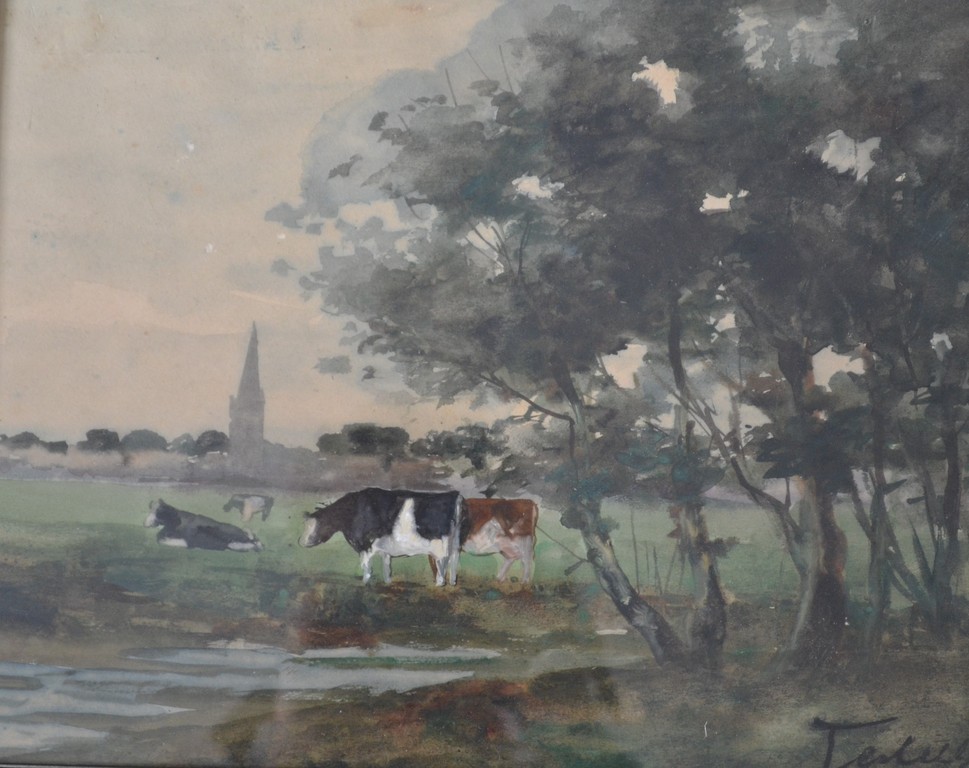 Adriaan Terhell: aquarel, koeien in de wei kopen? Bied vanaf 1!