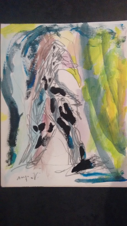 Serge Vandercam, aquarel, gesigneerd met lijst CoBrA kunstenaar verkocht voor € 150!