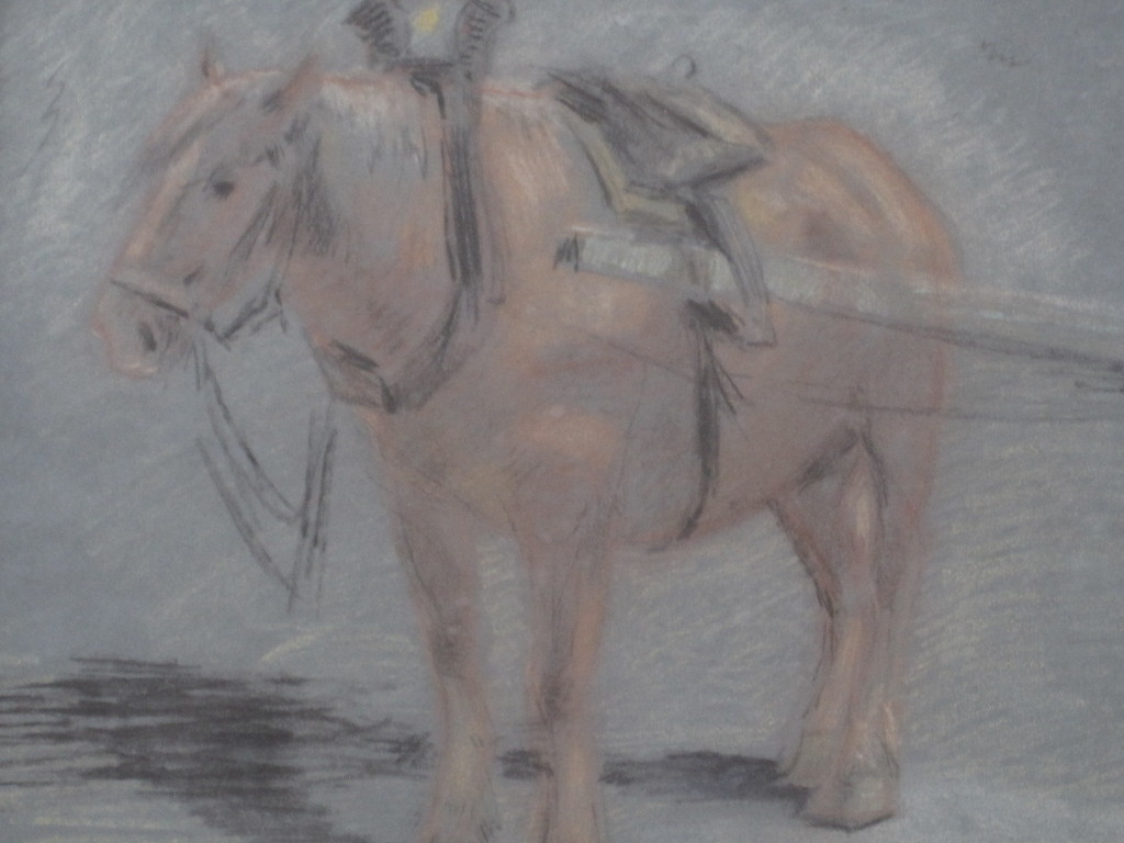vroeg werk van Lou Loeber 1894-1983 aquarel - "werkpaard" omstreeks 1920 verkocht voor € 80!