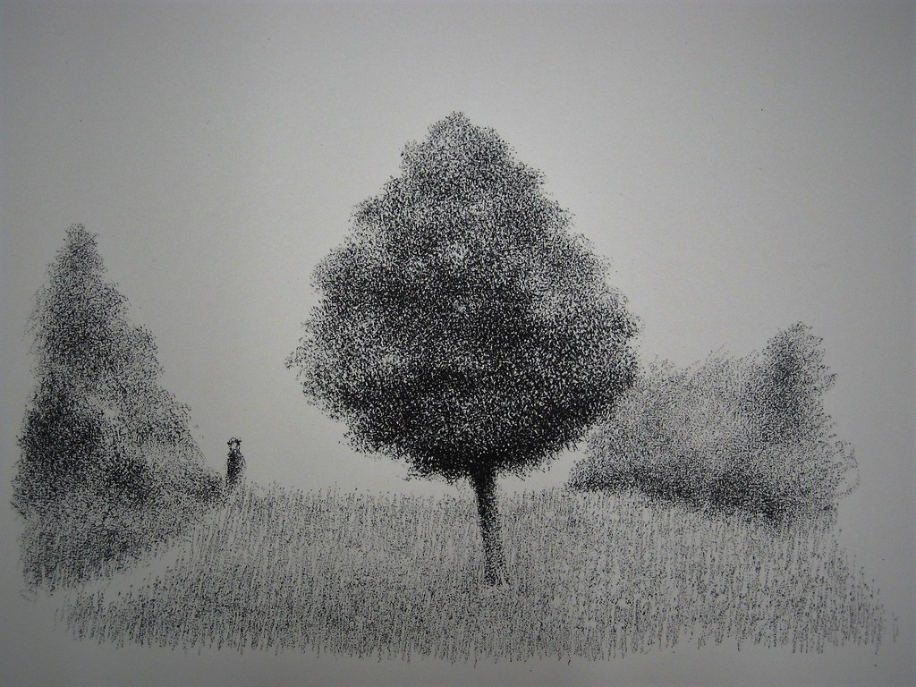 Typisch verstild werk van Metten Koornstra 1912-1978 Litho "man in landschap" MK kopen? Bied vanaf 1!