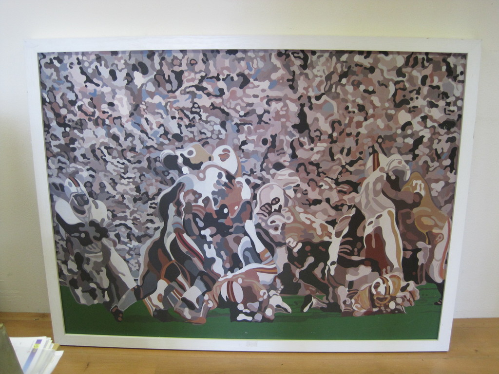 GROOT!! Fred v/d Wal (1942_) acryl/board "American Football"  kopen? Bied vanaf 1!