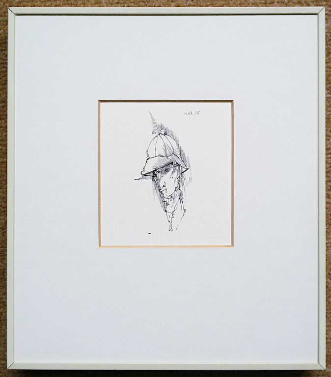 William (Dirkje) Kuik - Zelfportret, inkttekening op papier (ingelijst) kopen? Bied vanaf 1!