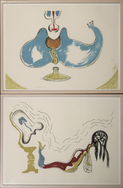 Lot met 2x Litho van Ruud Dijkers, Z.T. - Ingelijst verkocht voor € 74!