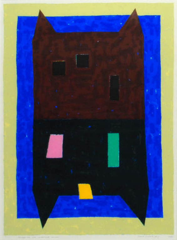 Harry Gerritz, zeefdruk Kompositie (met verduisterde vensters) uit 1987:18/80 verkocht voor € 155!