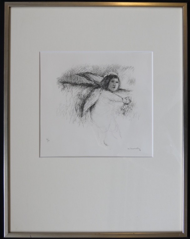 Metten Koornstra: Litho, Zonder titel (engel) -Ingelijst kopen? Bied vanaf 70!