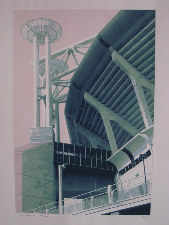 Mooie gesigneerde Zeefdruk "Amsterdam Johan Cruyff Arena" Ton Noppers (1951-)  kopen? Bied vanaf 1!