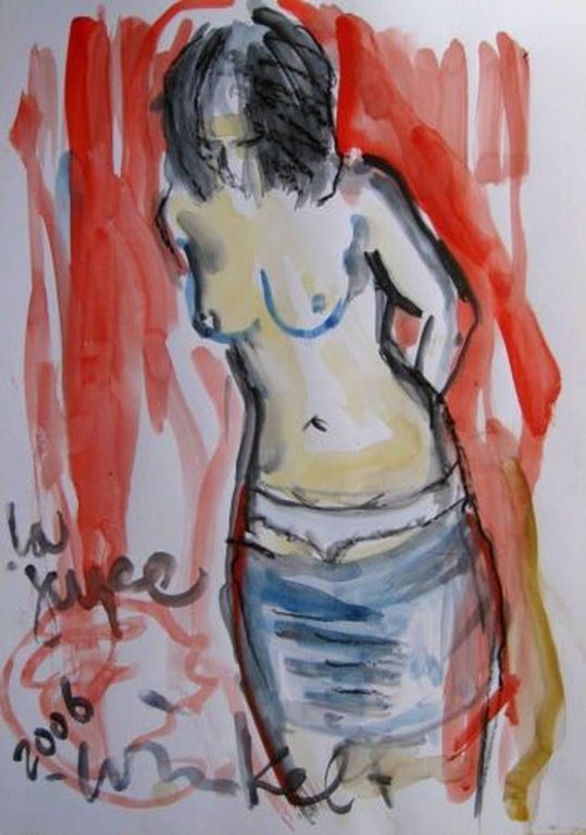 Aquarel van ARIEN WINKEL (1944) "La Jupe" verkocht voor € 49!