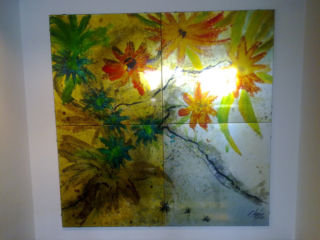 Charles Meire, Schilderij op metalen panelen, bloemen kopen? Bied vanaf 1!