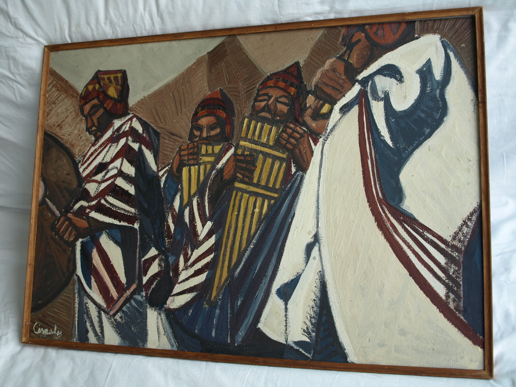 Onbekend : acrylverf op board, Peru – gesigneerd & ingelijst kopen? Bied vanaf 35!