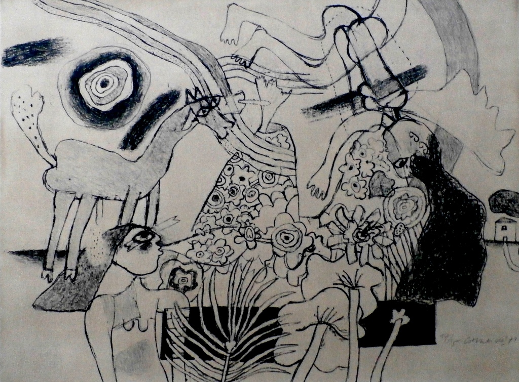Corneille - litho: La Chute de l'ange aux tropiques - 1973 - oplage: 35 stuks!! verkocht voor € 150!
