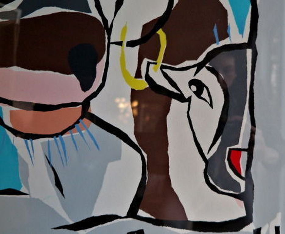 Jeroen Gerlofsma - Grote (!)Zeefdruk ingelijst- Handgesigneerd - 'Koe met kalf'  kopen? Bied vanaf 1!