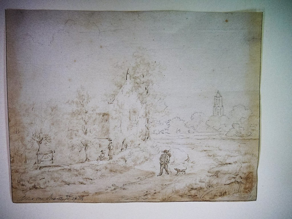 Mooie tekening van Bruno van Straaten 1786 - 1870  verkocht voor € 100!