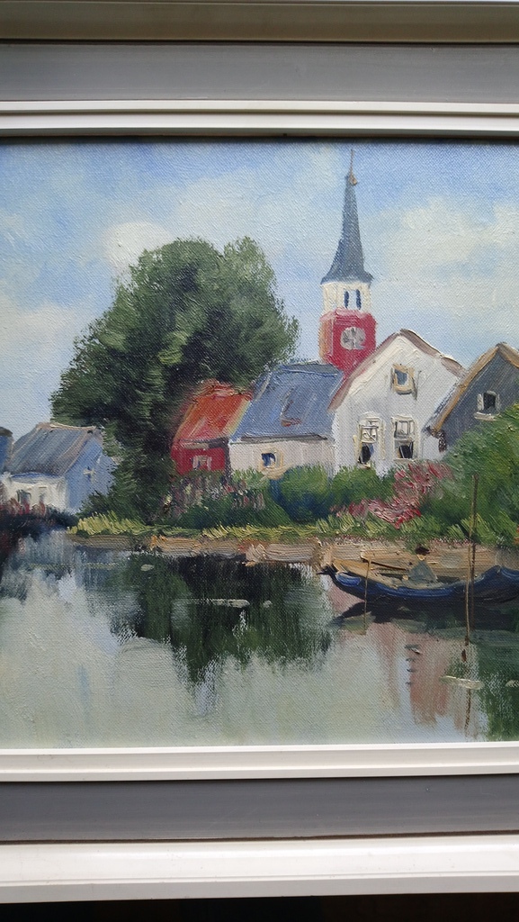 Jan Kelderman, Olieverf op doek, Broek in waterland kopen? Bied vanaf 20!