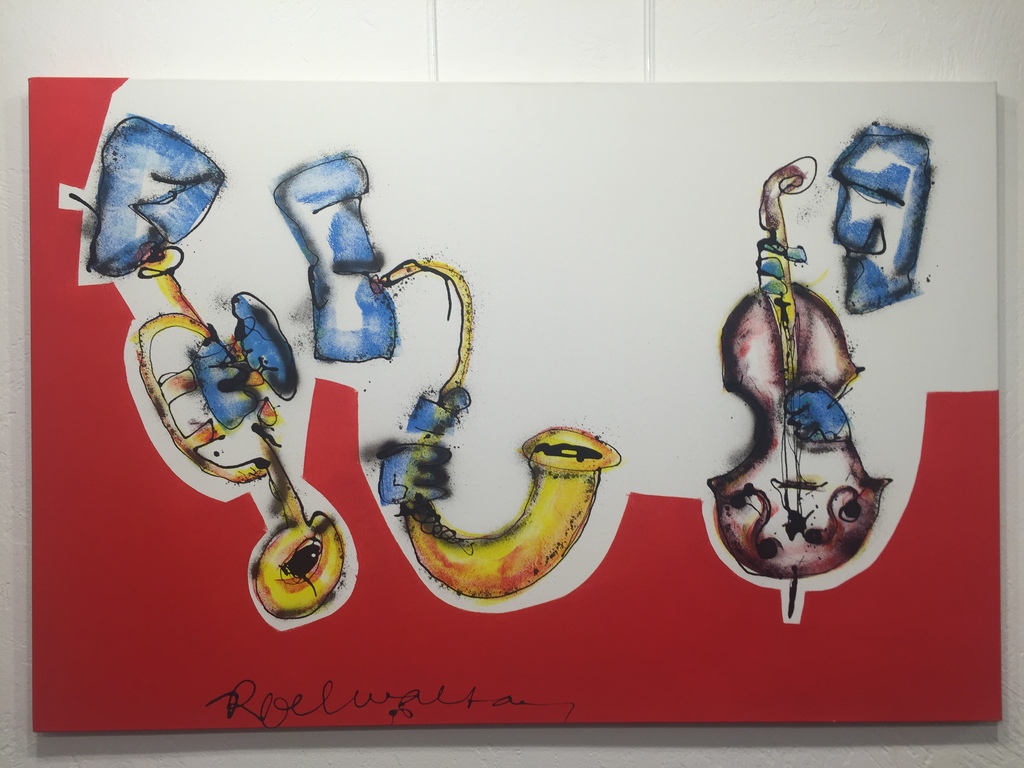 Roel Walta  Acryl op doek  gesigneerd Titel: Muziek liefde kopen? Bied vanaf 1!