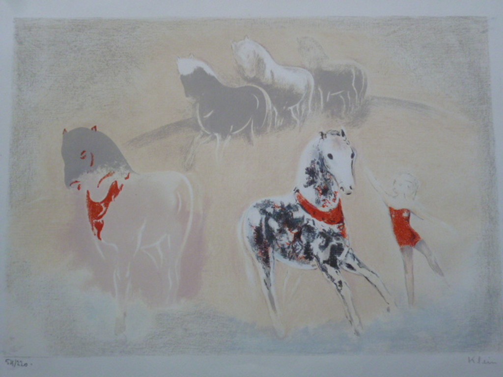 Frits Klein - kleurenlitho - Circuspaarden kopen? Bied vanaf 75!