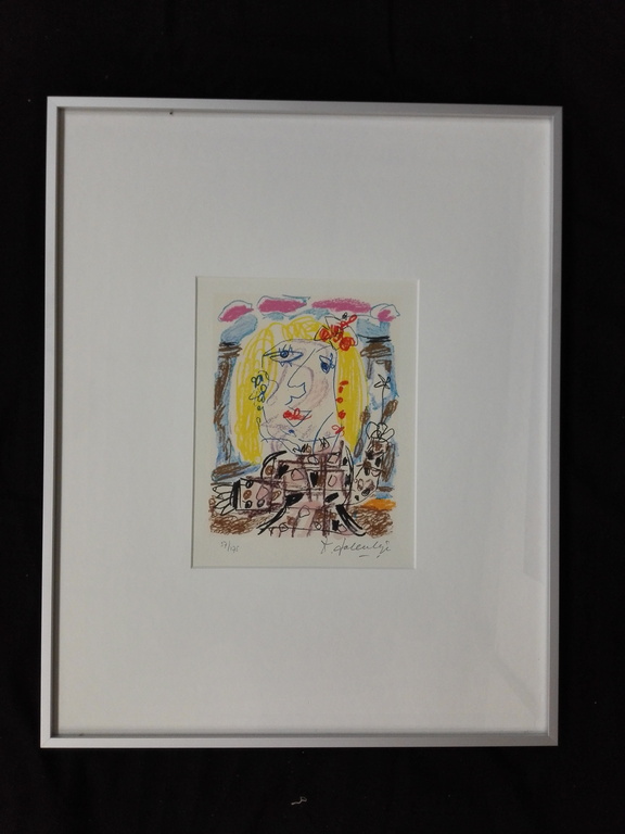 Henk Vierveijzer, zeefdrukl op papier in lijst kopen? Bied vanaf 30!