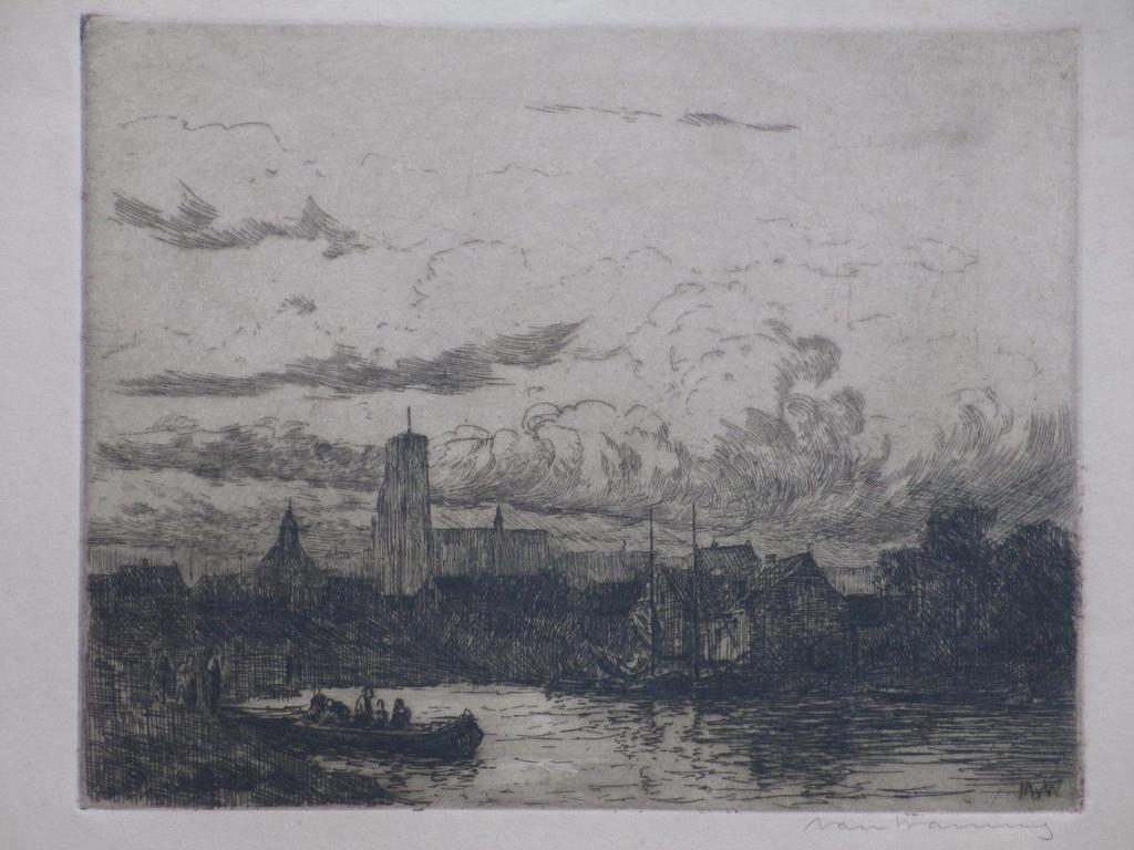 Martin van Waning, Nijmegen tegen den avond, Ets verkocht voor € 45!