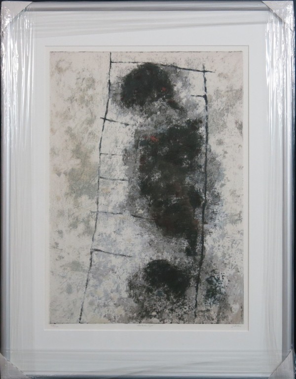 Jan Vosters: Zeefdruk, Verleden Tijd (grijs) - ingelijst kopen? Bied vanaf 50!