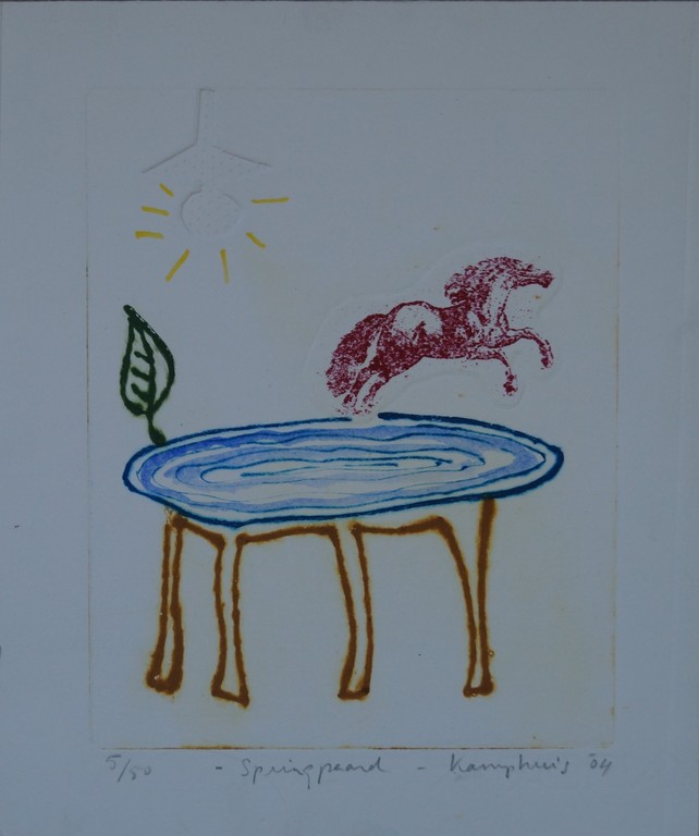 Gerart Kamphuis - gesigneerde ets - "Springpaard" - 2004 kopen? Bied vanaf 1!
