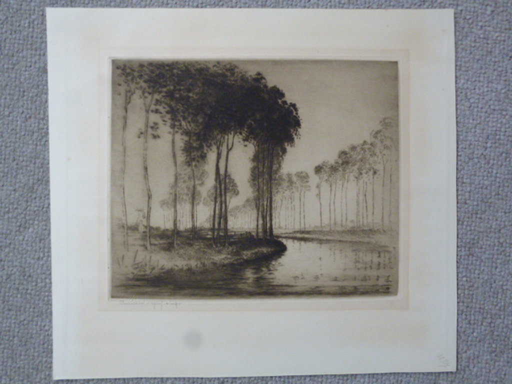 William Anderson Sherwood - ets - Kanaal met bomen kopen? Bied vanaf 35!
