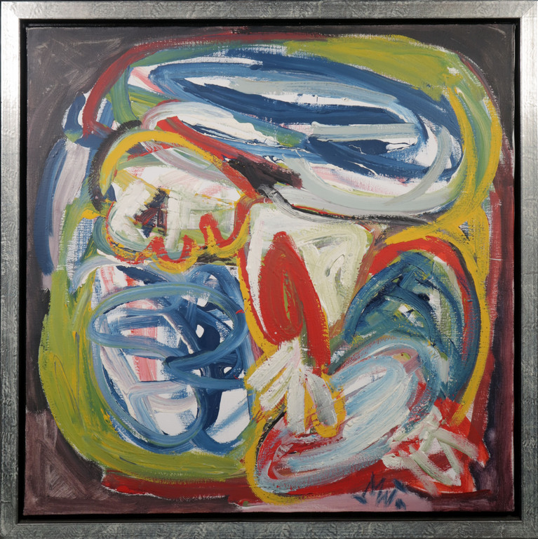 Martin van Wordragen: Olieverf op doek, Gevecht met kleuren - Ingelijst verkocht voor € 550!