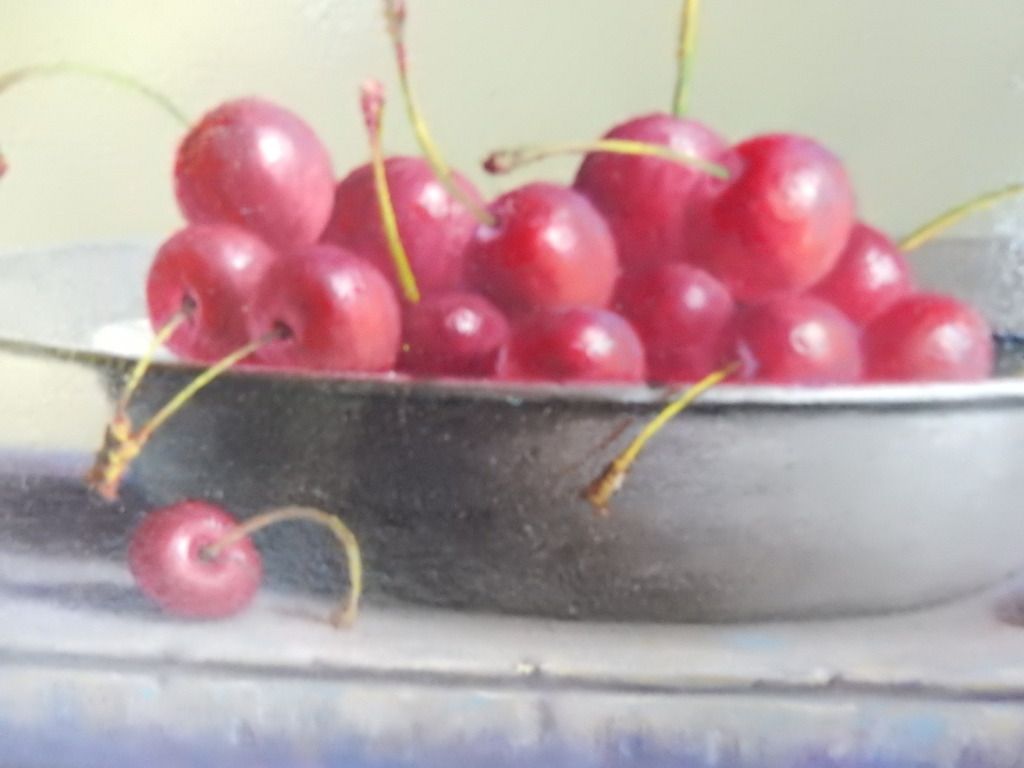 Hans Habraken, olieverf op paneel, stilleven, met kersen op tinnen schaal kopen? Bied vanaf 300!