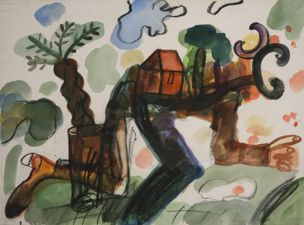 Anton Martineau: Aquarel en Krijt, Z.T. verkocht voor € 130!