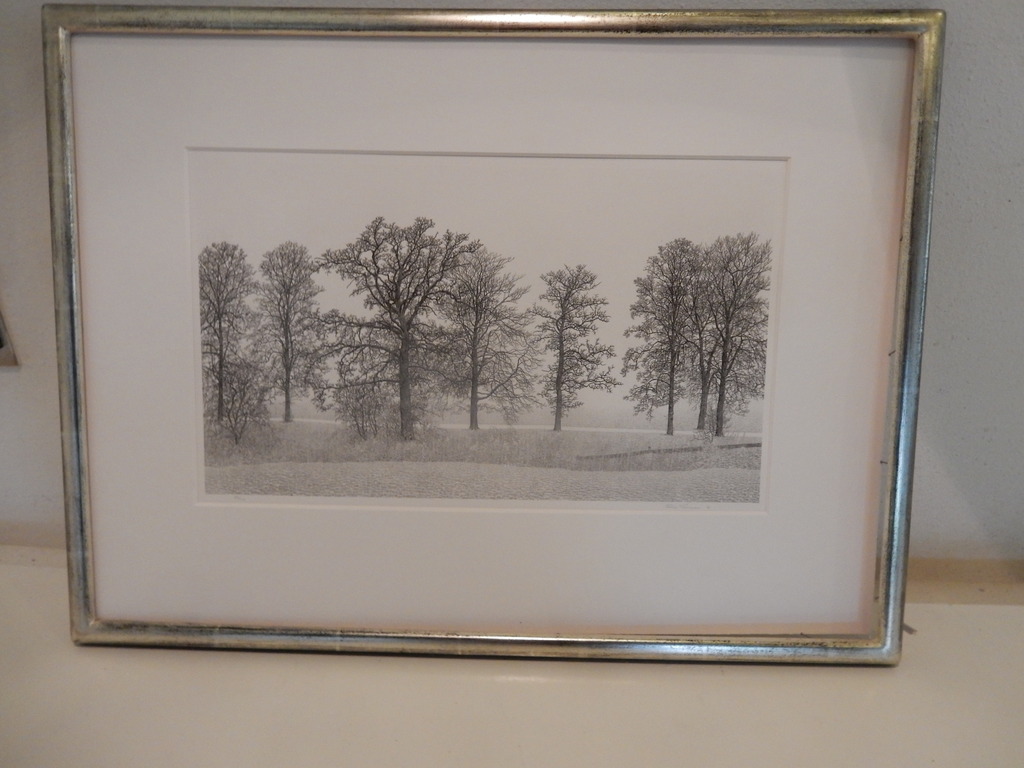 Philip Wiesman, ets / bomen in landschap in passe partout met lijst kopen? Bied vanaf 50!