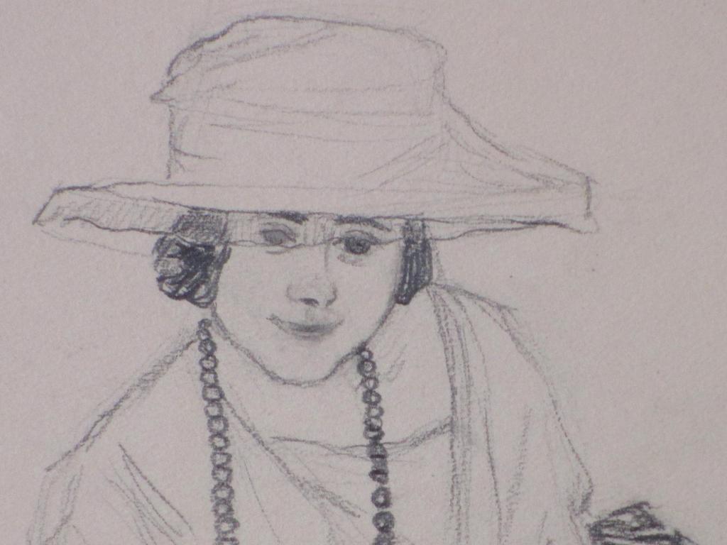 Jacob Dooijewaard, Zittende dame met hoed, Tekening kopen? Bied vanaf 35!