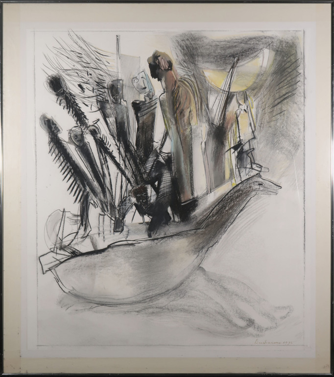 Frederik Beerbaum: Gemengde techniek, Op zee is alles mogelijk- Ingelijst (Groot kopen? Bied vanaf 80!