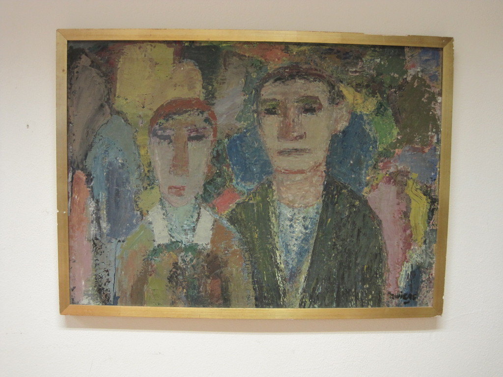 Piet Zwiers 1907-1965 olieverf "Giethoornse man en vrouw" ca. 1950  verkocht voor € 251!