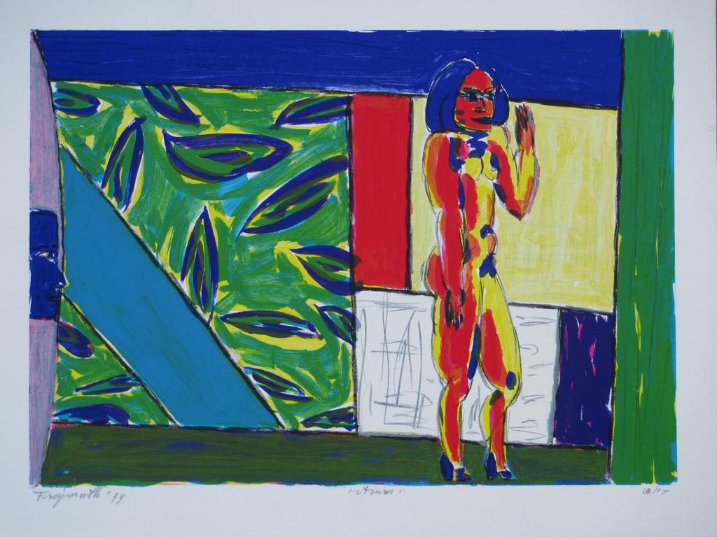 Alphons Freymuth, Naakt, Kleurlitho verkocht voor € 75!