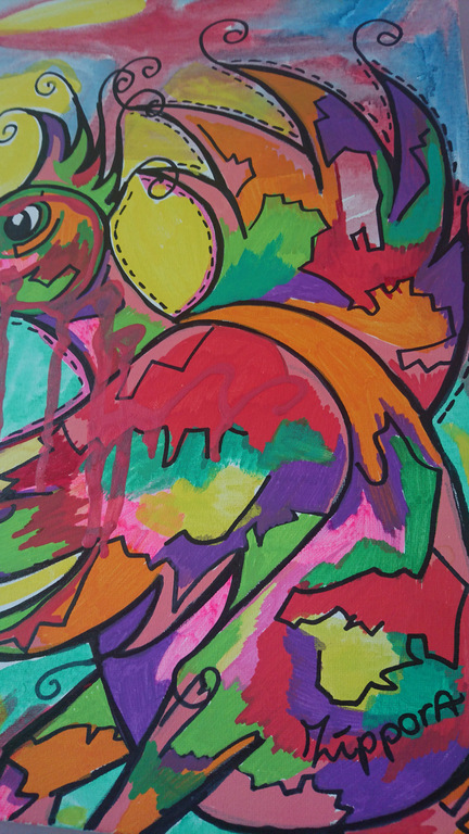 Zippora Meijer  Enjoy  acryl en posca op 3D doek 50/50 cm kopen? Bied vanaf 1!