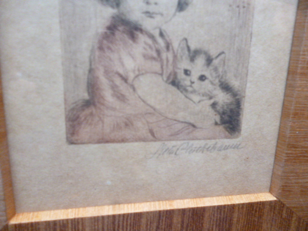 Meta Plückebaum - kleurenets - Meisje met poesje op schoot kopen? Bied vanaf 70!