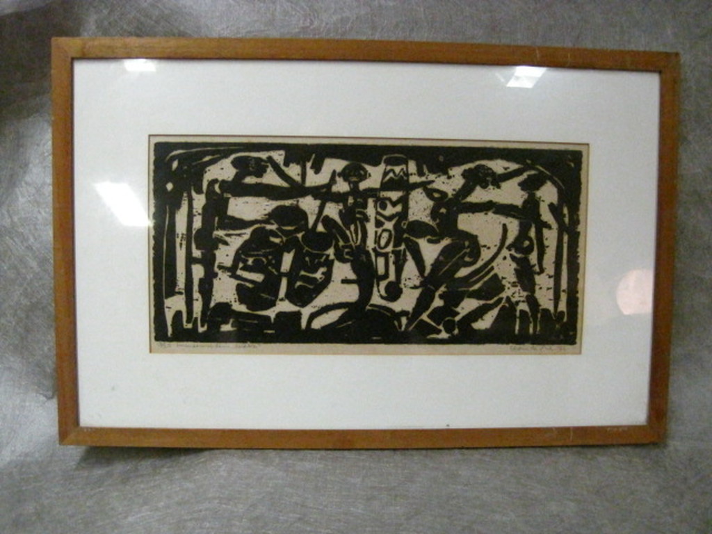 exclusieve houtsnede 18/20 Erwin de Vries (1930-)  verkocht voor € 420!