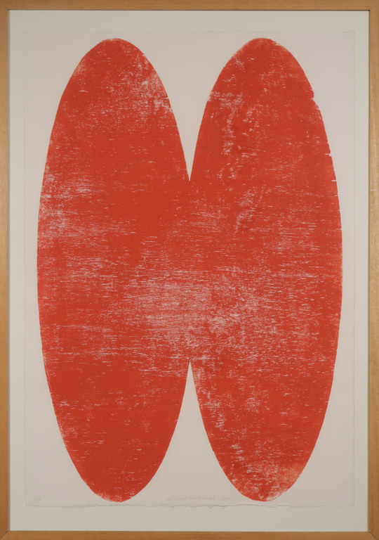 Michael Berkhemer: Houtsnede, Z.T. (Rood) - Ingelijst kopen? Bied vanaf 80!