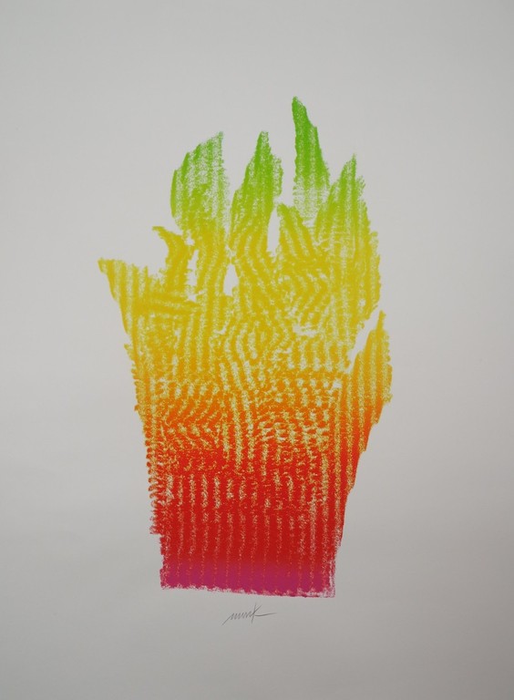 Heinz Mack: Zeefdruk, Flammenhand (Groot) verkocht voor € 200!