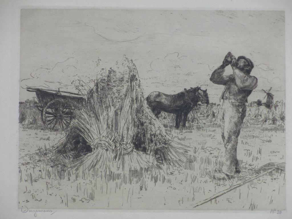 Waalco Jans Dingemans, Drinkende landarbeider, Ets verkocht voor € 70!