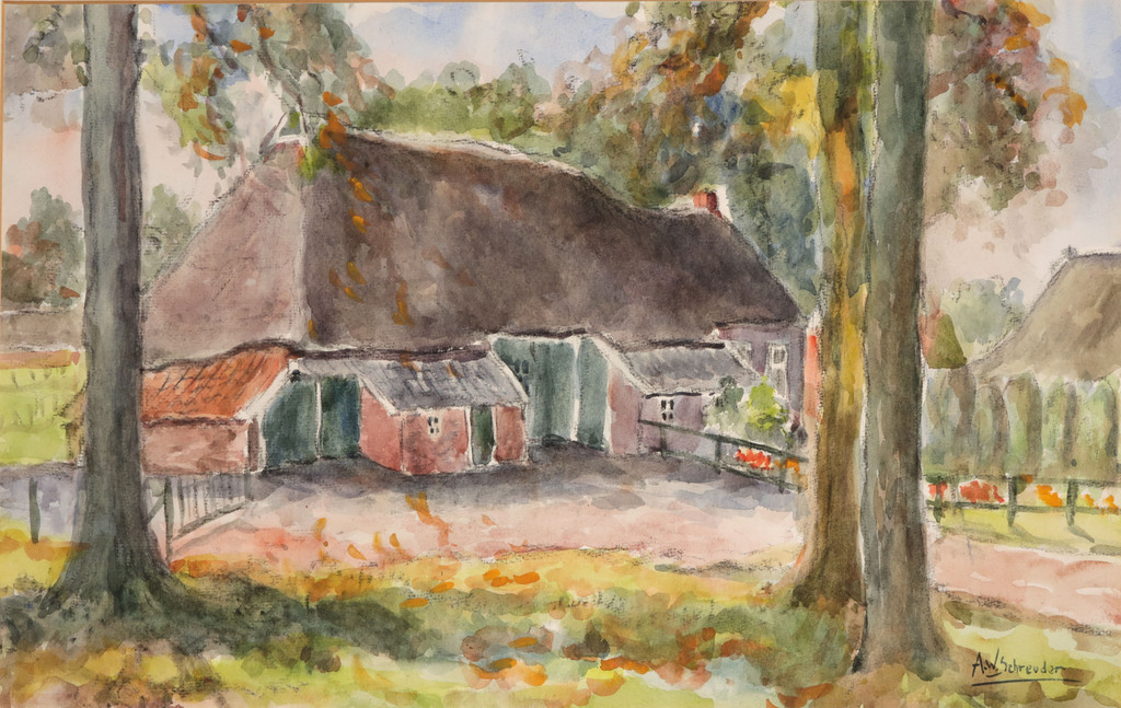 Willy Schreuder: Aquarel, Boerderij kopen? Bied vanaf 1!
