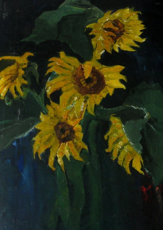 Herman Rijkmans - bloemstilleven Zonnebloemen - olieverf op doek kopen? Bied vanaf 1!