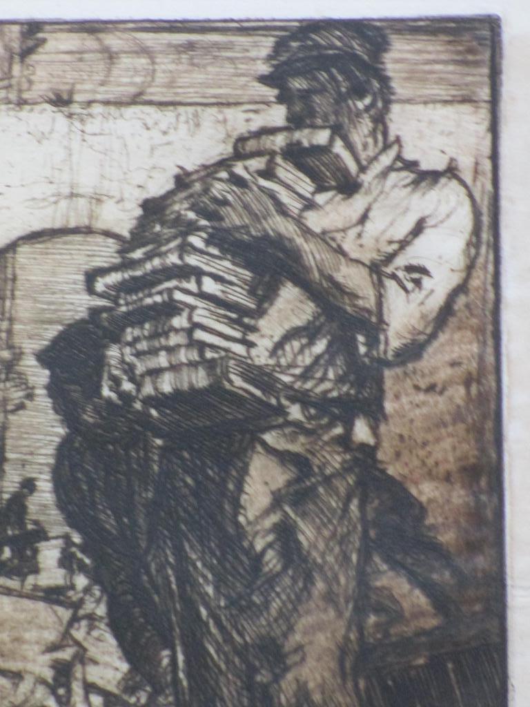 Frank Brangwyn, De Boekendrager, Koperets 1906 kopen? Bied vanaf 30!