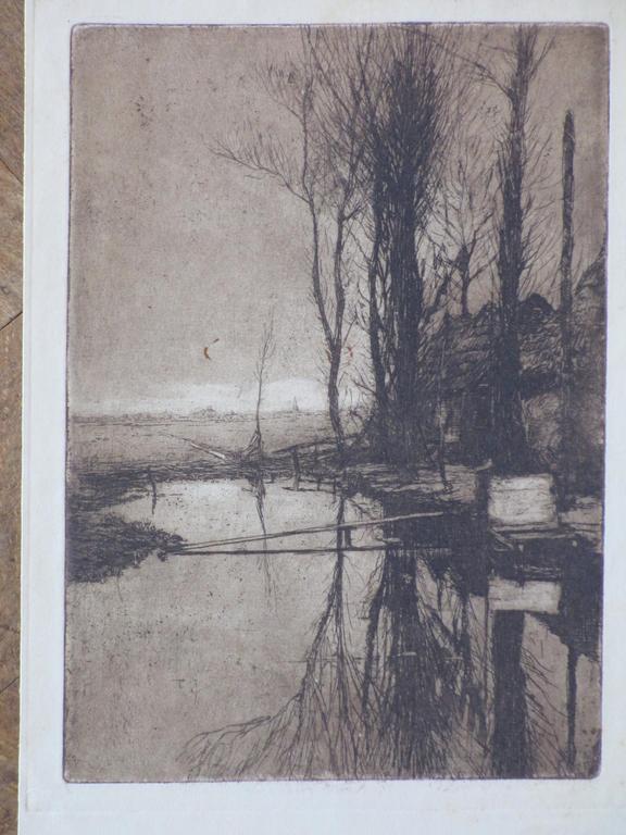 J.W.Nortier, Boerderij aan poldersloot, Ets kopen? Bied vanaf 1!