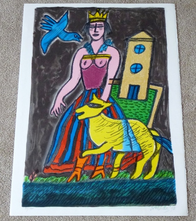 Corneille, grote zeefdruk: La reine du Monde, 1998 handgesigneerd en genummerd kopen? Bied vanaf 299!