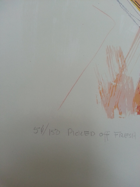 Frank Lejeune, zeefdruk op papier, titel:"picked off fresh" kopen? Bied vanaf 50!